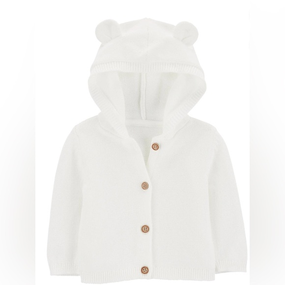 Carter's Other - Carter's 12 Months White Hooded Sweater with Ears Baby Sweater Cardigan (0199)